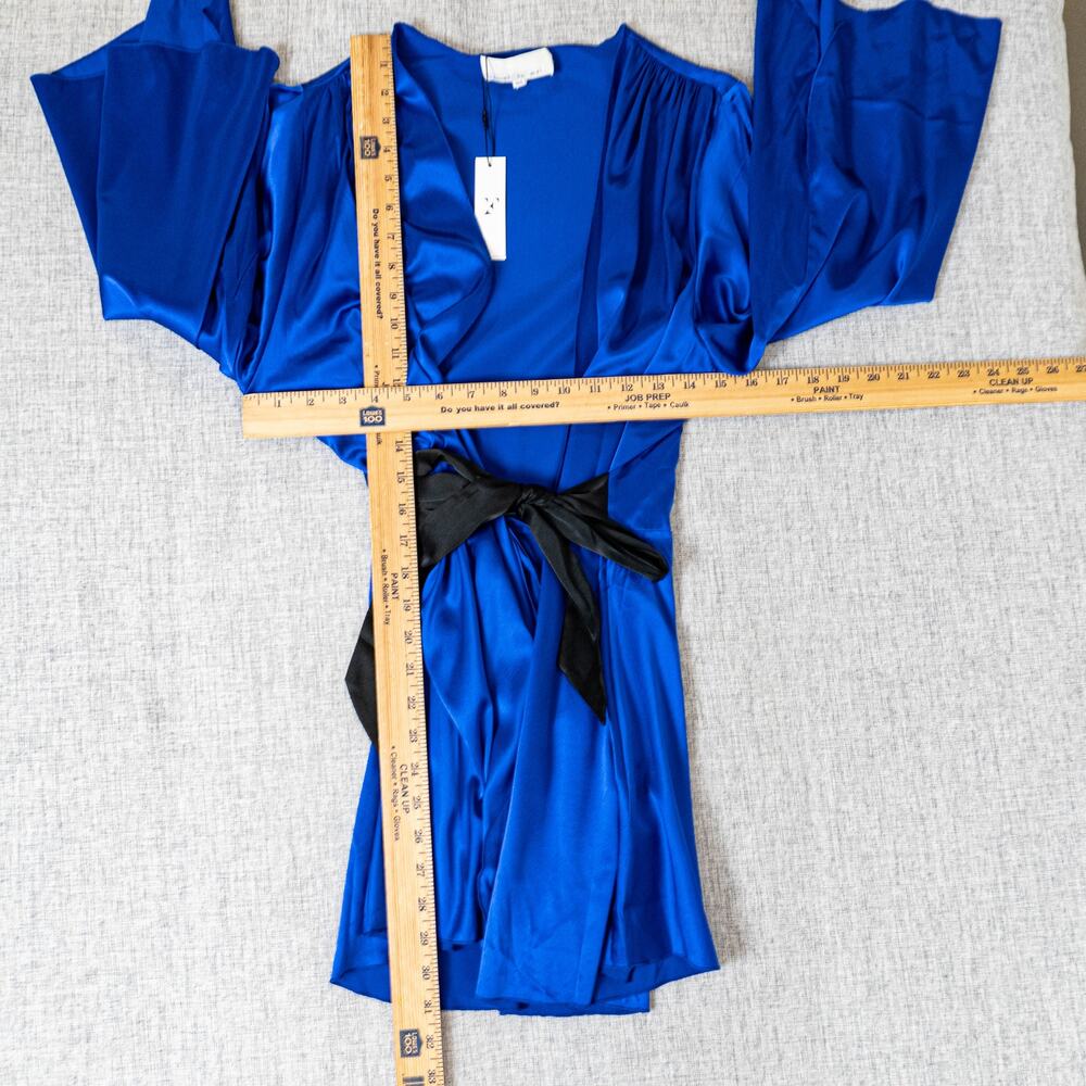 Fleur Du Mal Angel Sleeve Robe Denim blue Silk Charmeuse sz M/L - Picture 10 of 10